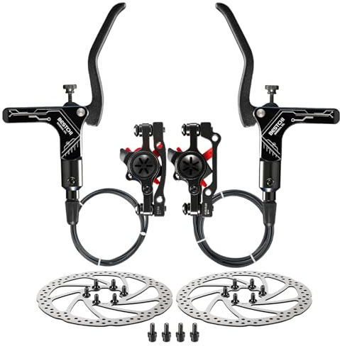 BESTCHI Bike Hydraulic Disc Brake Set Disc Brakes Kit with 160mm Rotors Aluminum Alloy Bicycle Brake Caliper and Lever Left Front 85cm Right Rear 155cm for Mountain Bike,Road Bike,E-Bike