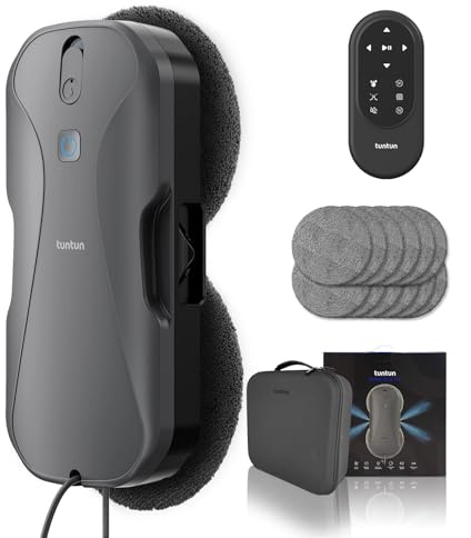 tuntun W12pro, robot per pulizia finestre, sistema a doppio ugello a 4 vie, 5300Pa, lavavetri elettrico, pianificazione intelligente, scatola di immagazzinaggio integrata, adatta per superfici lisce