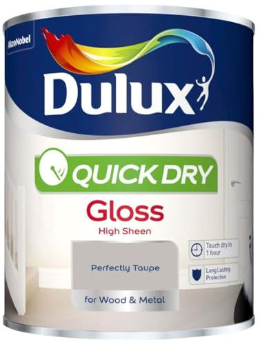 Perfectly Taupe Quick Dry Gloss Paint 750ml | Interior Wood and Metal Paint | High Shine Durable Finish | Fast Drying Trim Paint for Doors Skirting Boards Radiators and Furniture