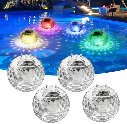 Hojalis Luci Piscina Solare, 4PCS Lampada Piscina Galleggiante Solare, Luci Per Piscina Subacquea, Illuminazione Solare per Piscina, LED Luce Solare Piscina per AllAperto Piscina Spa Festa Giardino