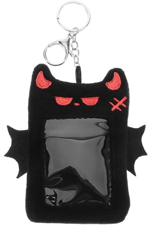 ibasenice Llavero Diseño de Alas de Demonio Accesorio Único y Funcional Porta Tarjetas de Peluche Funda Protectora de Plástico y Metal para Oficina y Estudiantes