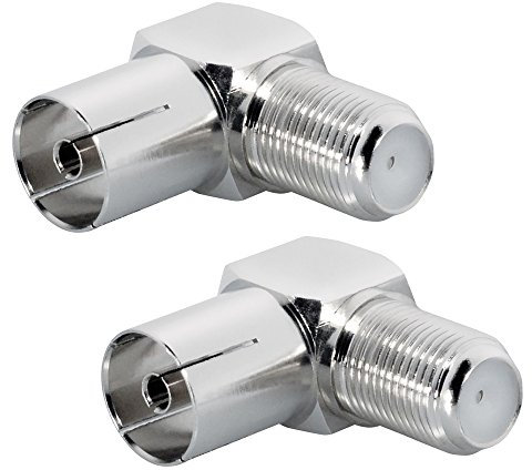 ARLI TV Adapter IEC 9,5 mm Winkeladapter 2X Buchse Kupplung Antenne Kabel Sat F-Adapter Coax Anlagen F-Stecker F-Buchse F-Kupplung F Verbindung Verbinder Übergang Koax 4K Winkel 2 Buchse