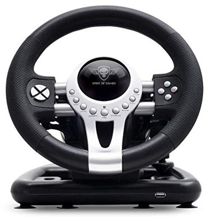 SPIRIT OF GAMER – RACE WHEEL PRO 2 – Volant de Course Avec Pédales, Palettes et Levier de Vitesse – Rotation du Volant – Support de Fixation – Double Moteur de Vibration – PS4 / XBOX ONE / PC / SWITCH