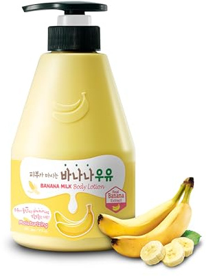 WELCOS KWAILNARA Banana Milk Body Lotion (19.75 Fl Oz) – Korean Body Lotion for Deep & Lightweight Hydration | Milk Protein, Royal Jelly, & Banana Extract for Elasticity | Paraben-Free & Non-Greasy
