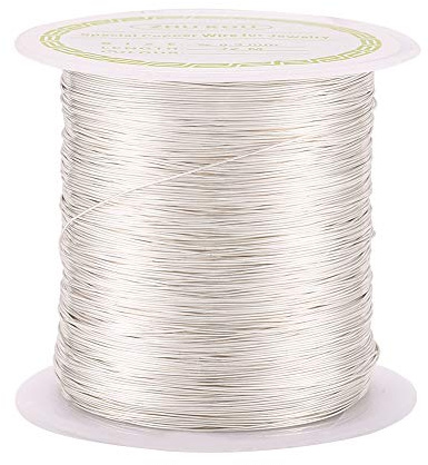 Beadthoven Fil de cuivre résistant au ternissement 72 m Argenté pour emballage de bijoux, sculpture, calibre28(0.3 mm)