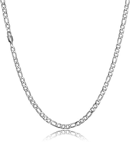HSWYFCJY Silber Figaro Kette Männer Kette Halskette Edelstahl Herren Ketten Schmuck Halskette für Männer Geschenk 5mm, 22 Zoll