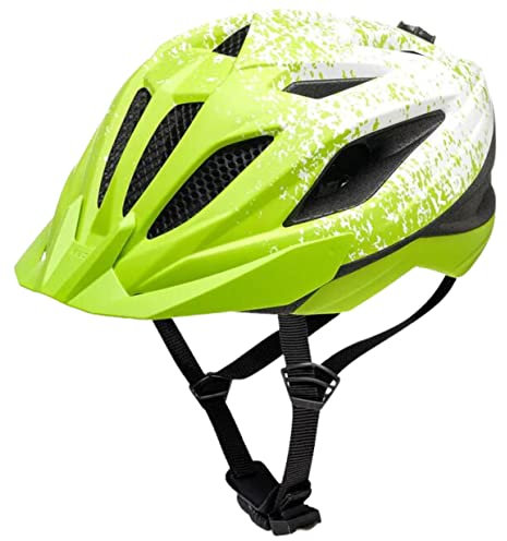 Street Jr Pro Kinder- und Jugend-Fahrradhelm mit LED Rücklicht, 300g, Made in Germany, Maxshell-Technologie, K-FIT Anpassung, Lime Green White matt, 53-58 (M)