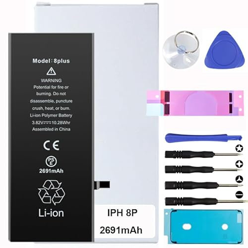 Battery Kit for iPhones Includes Waterproof Sticker, Battery Stickers, MAGNETIC Tools【12 Month Warranty】 (iPhone 8 Plus)
