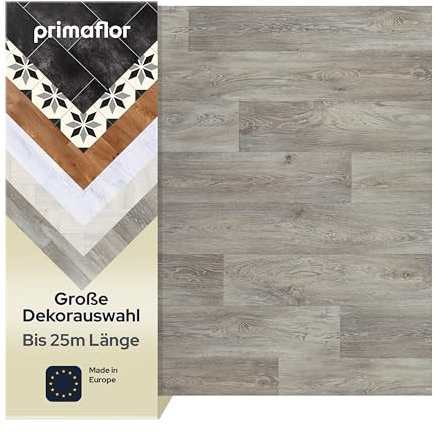 Primaflor PVC Bodenbelag Meterware - TURIN, Eiche grau 619M, 2,00m x 2,00m, Vinyl-Boden in Holzoptik für Küche, Wohn- und Badezimmer, Hochwertige Auslegware, Anti-Rutsch Oberfläche