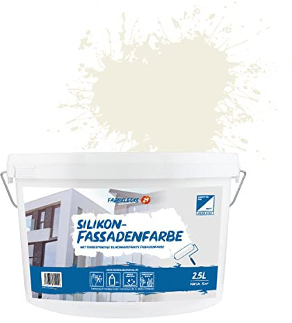 Farbklecks24 Silikon-Fassadenfarbe Color (versch. Größen/Farben) hohe Deckkraft, Wetterschutz, schmutzabweisend, (2,5L, Beige 1-0)
