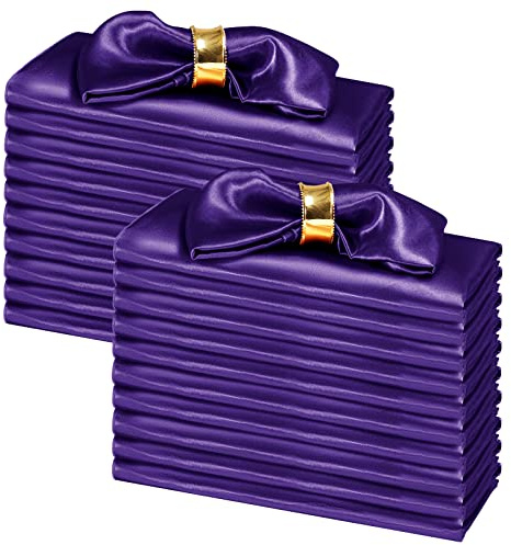 SiinvdaBZX 100 Stück lila Stoffservietten, 30,5 x 30,5 cm, kleine Größe, quadratische Satin-Servietten, seidig weiche Dinnerservietten oder Taschentuch für Bankett, Hochzeit, Weihnachten, Thanksgiving
