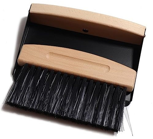 Schaufel und Besen Set, Tischbesen Besen und Kehrschaufel Set, Mini Kehrblech und Handfeger Besen, Handbesen mit Kehrschaufel Mini Besen Tischfeger Tischbürste Krümelbürste (Schwarz)