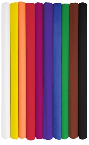 Interdruk - Crepe Paper Rolls for Kids, DIY and Decorations - Pack of 10 Reels (50cm x 200cm, 28g/m2) - 10 Colours Assorted