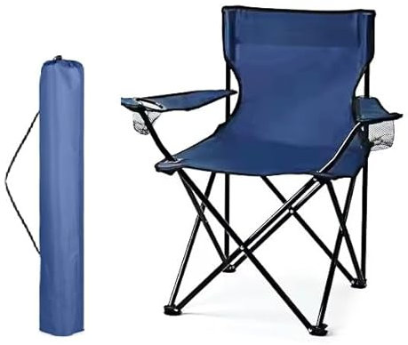 AMD Nexus Camping Chair Lightweight Folding Cup Holder Carry Bag 100kg Capacity (Pack of 1, Dark Blue)
