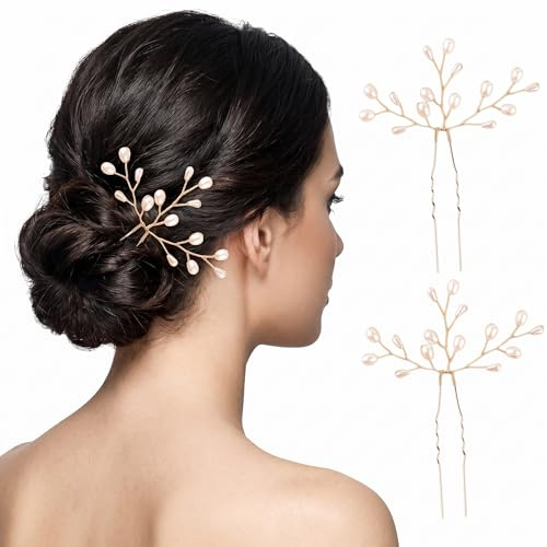 FOMIYES 2 Piezas Horquillas De Novia De Perlas Accesorios De Pelo Para Bodas Y Fiesta Elegante Decoración Para Mujer