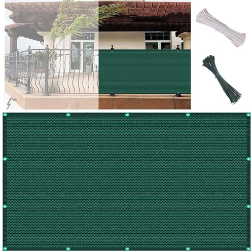 Tela Ocultacion Jardin Exterior 60 x 800 cm Protección UV, Impermeable, a Prueba de Viento Toldos Laterales para Balcon con Bridas y Cuerda para Jardín Pérgola, Verde