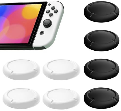 Tapa de repuesto para mando interruptor Joycon, protege Thumbsticks para Switch/Lite Accesorios de protección de silicona Joystick 3D Grips Caps (C:4 piezas en blanco y negro)