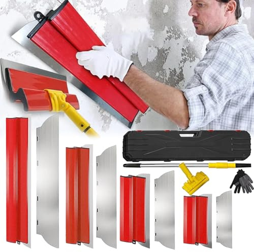 Spatola Superficie, 11PCS 0,5mm Set Spatole 80cm/60cm/40cm/25cm Strumento Spatola Con Lama Acciaio Inossidabile Spatole Superficie Decorazione Parete Un'Ampia Area Lavoro Con Asta Telescopica