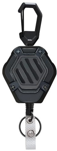Llavero extensible resistente con mosquetón y cuerda de acero, llavero retráctil con clip, soporte para cinturón y yoyó para identificación, guardián de engranajes resistentes para trabajo, exteriores