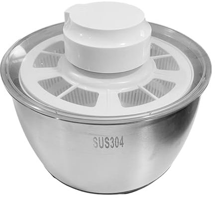 Electric Salad Spinner, 5L Stainless Steel Lettuce Spinner Fruit Vegetable Washer Dryer with Washing Basket and Serving Bowl Portable Salad Spinner for Home Kitchen