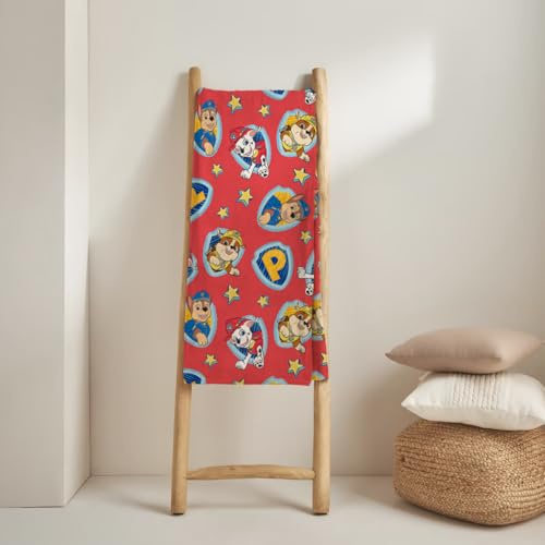 Paw Patrol Manta Sedalina Infantil, 100 x 140 cm, Diseño de Patrulla Canina, Tacto Suave, Fucsia y Rojo (Rojo)