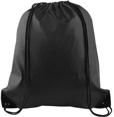 YSUY 1-Pack Black Drawstring Gym Bags, Bags Sports Cinch Sack String Bag, Bulk Swimming String Bags, Draw String Backpack Suitable for Sports, Gym, Travel, Swimming, Beach (1PCS)