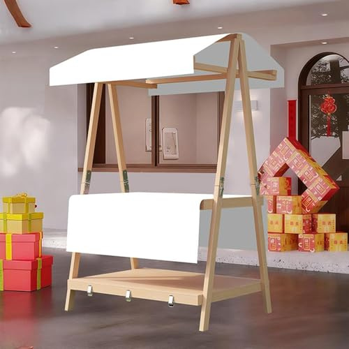 Genérico Puesto De Mercado Con Toldo, Carrito De Comida Callejera De Madera, Puestos Plegables, Para Venta De Alimentos,para Puestos Callejeros, Ferias De Artesanía(White,110x190cm/43.3x74.8in)