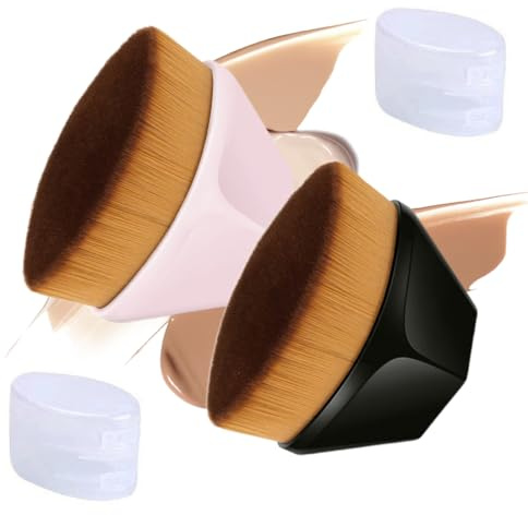 WUYJI Pennelli per trucco viso Pennello per fondotinta, 2 pezzi, pennelli per il trucco, adatto per cosmetici liquidi/in crema/in polvere, setole morbide