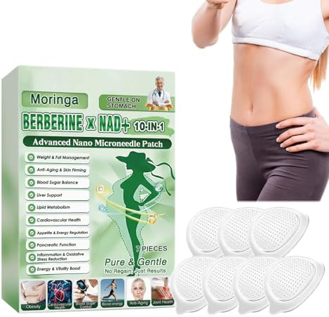 Moringa Berberine Nad 10 In 1 Patches, Luxurious Moringa And Berberine Patches, Moringas Berberines X Nad + 10 In 1 Advanced Nano Microneedle Patch, Gentle Soothing For All Body Types (1Pack)