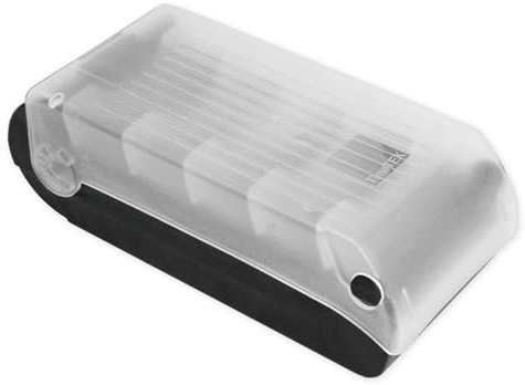 TimeTEX - Cassetta per schede in plastica resistente, A8, semitrasparente con coperchio retrattile, metodo di apprendimento a 5 scomparti, 20 x 9 x 6,5 cm, colore: nero