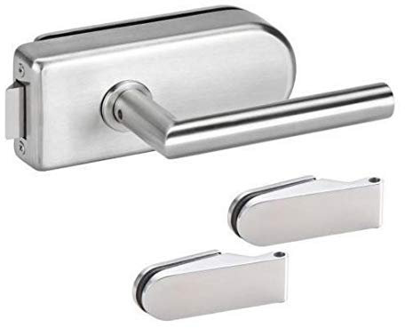 Hermat Glastürbeschlag Set Studio UV/OL, Glastürschloß + Bänder + Drücker (Klinke), Glastürbeschläge Edelstahl …