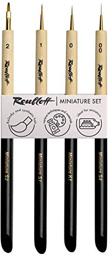 Roubloff – Set Di Pennelli Professionali Per Miniature – Taglia 00/0/1/2 – Prodotto da Kolinsky Setole Con Manico Laccato