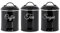 Innoteck Tea Coffee Sugar Canister Set - Set of 3 Kitchen Canister Sets with 1.3L Capacity, Food-Grade Metal Kitchen Food Storage with Airtight Lids, Tea Coffee & Sugar Tins for Organising, Black