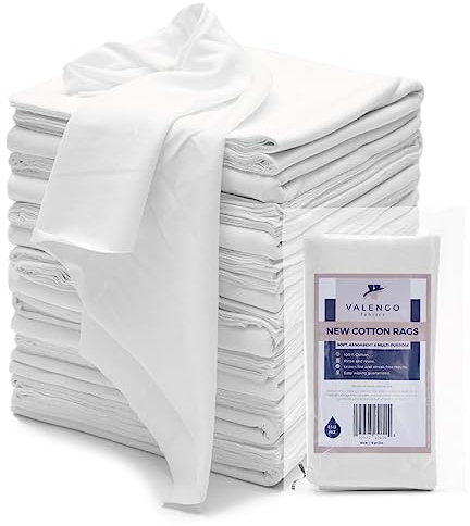 VALENGO - Trapos 100 % algodón sin pelusa para limpieza de polvo, trapos suaves para camiseta de hierro fundido, madera para manchar, bolsa de tela para pulir zapatos, 17 x 17 pulgadas (paquete de 7)
