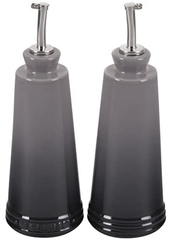 LE CREUSET Signature Öl- und Essig-Set aus Steingut, je 284 ml, Auster