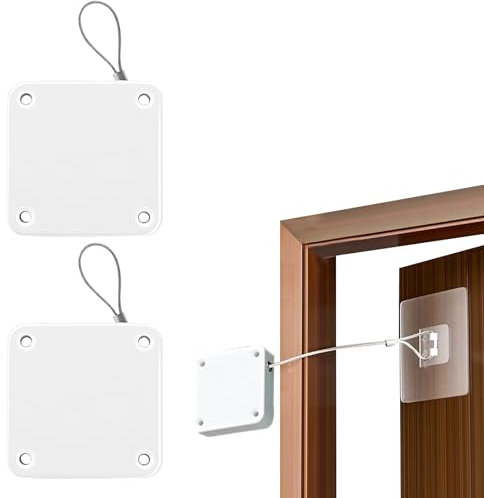 Lot de 2 ferme-portes automatiques, sans perçage, avec cordon de tirage de 1000 g, pour porte de chambre, portail de jardin, porte intérieure