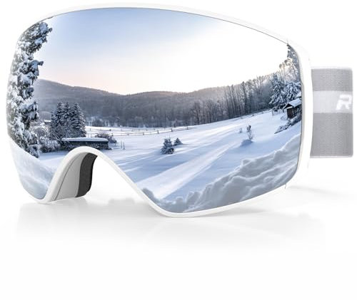 RIOROO Unisex Skibrille fur Herren Damen Jugendliche,Snowboardbrille fur Brillentrager,Skibrille mit Wechselglas Glasern,OTG UV-Schutz Kompatibler Helm Anti Fog Skibrillen Sphärisch Verspiegelt