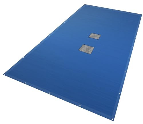 VOUNOT® Telone Rettangolare per Piscine 9 x 4 m, Telo di Copertura per Piscina in PE da 160 g/m² con Rete di Drenaggio Centrale Coperta Protezione, Blu-Grigio