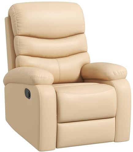 HOMCOM Poltrona Relax Reclinabile con Poggiapiedi, Poltrona Ergonomica in Finta Pelle con Imbottitura in Spugna ad Alta Densità, 78x90x105cm, Beige