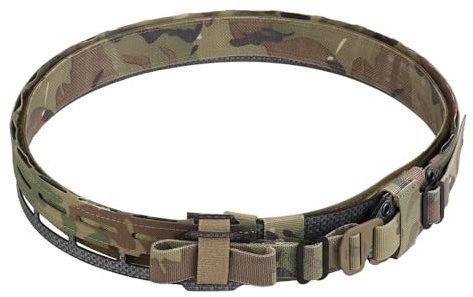 Peminkoo Cinturón táctico Molle 2 en 1 Ligero para Caza Militar con Hebilla reemplazable para Tiro con Airsoft para Hombre (CP)