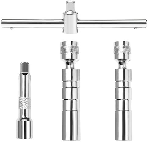 Sxutop 2 Stück Zündkerzenschlüssel Set 14mm und 16mm Magnetisch Zündkerzenschlüssel Universal Steckschlüssel Kerzenschlüssel 3/8 Drehbarer Zündkerzennuss mit Schiebe T Griff für Auto Motorrad