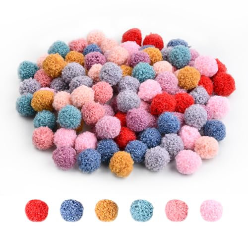 100 Stück Bunte Pompons zum Basteln, 2cm Bunte Filzkugeln Pompons, Bunt Mini Pompons,Flauschigen Plüschbälle für Nähen Deko DIY Handwerk