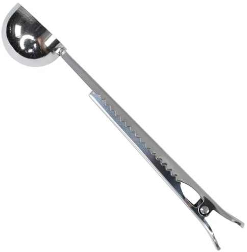R&M Stainless Steel Coffee Scoop with Coffee Bag Clip, Multipurpose Spoon with Closure Clip, Measuring Spoon