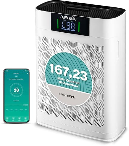 SereneLife Smart Air Purifier for Home & Bedroom – True HEPA Filtration for Allergies, Pets, Dust, Smoke & Odors, WiFi App Control, Ultra-Quiet Sleep Mode, Energy-Efficient Design