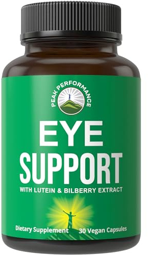 Peak Performance Eye Vitamins - Macular Support Supplement with Lutein, Zeaxanthin, Astaxanthin, Carotenoids, Bilberry Extract. Capsules for Aging Eyes, Computer, Smartphone Users. Avoid Degeneration