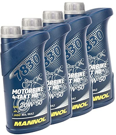 Motoröl Motorbike 4-Takt SAE 20W-50 MANNOL HD API SL 4 X 1 Liter für BM W Ducati Harley Davidson Moto Guzzi
