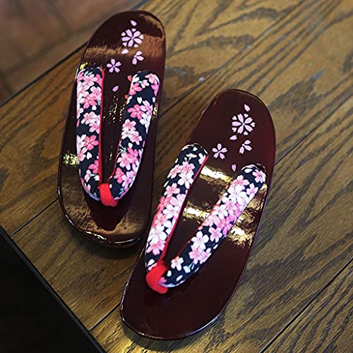 YXCKG Pantoufles pour Femmes, Sandales Flip Flop Tongs, Chaussures en Bois De Sandales Traditionnelles Japonaises, Pantoufles De Plage À Fond Épais, Tongs À La Mode À Semelle Large