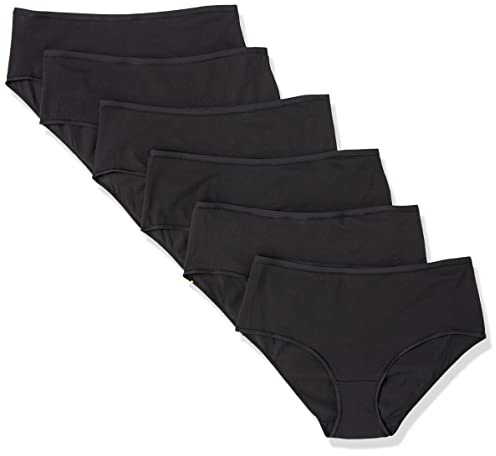 Amazon Essentials Calzoncillos completos de algodón para mujer, paquete de 6, negro, 8