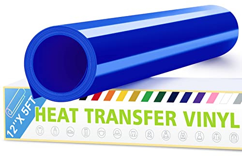 ARTCUT Iron on Vinyl, Heat Transfer Vinyl Roll, 12 x 5ft Blue HTV