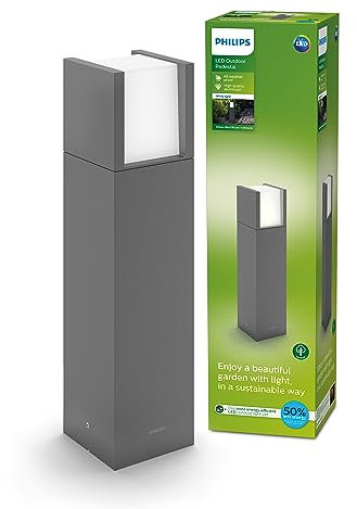 Philips Arbour Sockelleuchten für den Außenbereich, 3,8 W, 3000 K, warmweiß, wasserfest, anthrazit, IP44 wetterfest